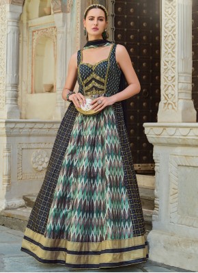 Absorbing Multi Colour Zari Readymade Gown