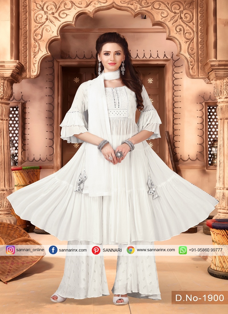 white chiffon salwar kameez