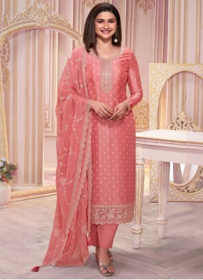 Aesthetic Salmon Embroidered Silk Trendy Salwar Kameez