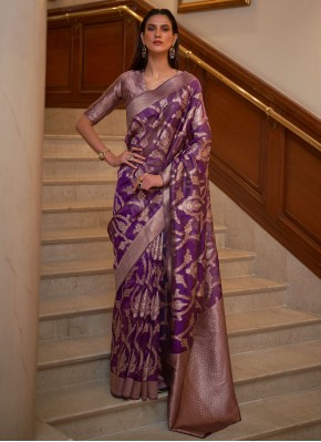 Affectionate Weaving Purple Contemporary Saree