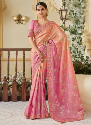 Alluring Embroidered Reception Shaded Saree