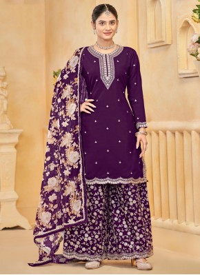 Amusing Silk Purple Salwar Kameez