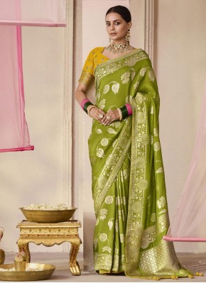 Angelic Green Weaving Viscose Contemporary Saree