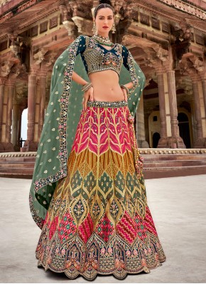 Angelic Thread Multi Colour Banarasi Silk Designer Lehenga Choli