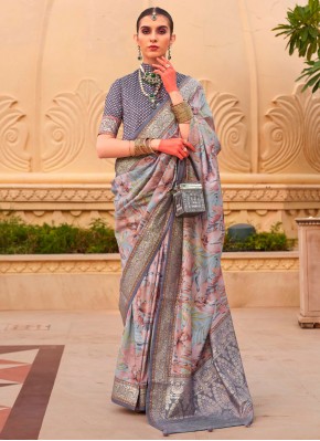 Aqua Blue Color Classic Saree