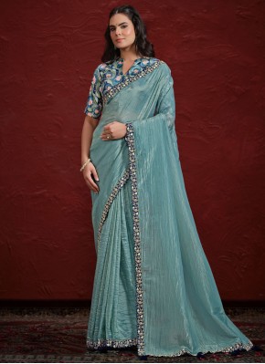 Aqua Blue Color Traditional Saree