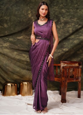 Arresting Purple Swarovski Traditional Saree