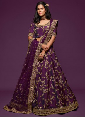 Art Silk Sequins Lehenga Choli in Purple