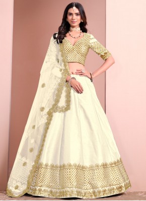 Art Silk Sequins Trendy Lehenga Choli in Off White