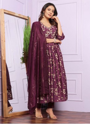 Artistic Purple Designer Salwar Kameez