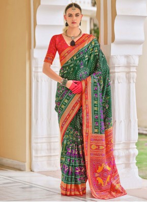 Artistic Silk Green Trendy Saree