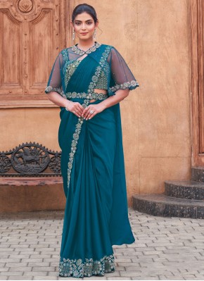 Aspiring Embroidered Crepe Silk Traditional Saree