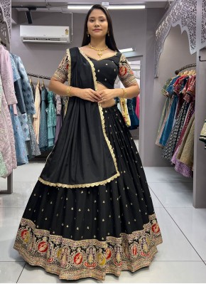 Aspiring Silk Zari Black Readymade Lehenga Choli