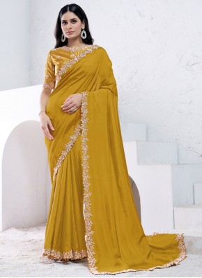 Astounding Mustard Crepe Silk Classic Saree