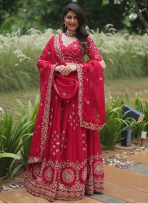 Attractive Sequins Pink and Rani Trendy Lehenga Choli