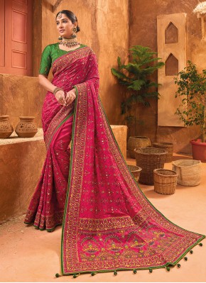 Banarasi Silk Contemporary Style Saree in Pink