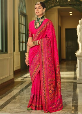 Banarasi Silk Pink and Rani Trendy Saree