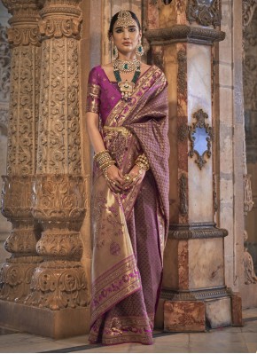 Banarasi Silk Purple Traditional Saree