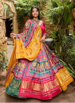 Bandhej Print Gajji Silk Designer Readymade Lehngha Choli