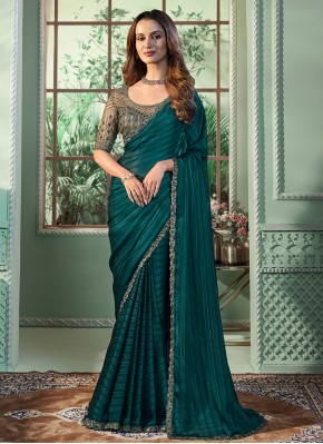 Beauteous Georgette Teal Classic Saree