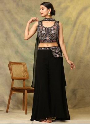 Beautiful Embroidered Georgette Black Trendy Salwar Kameez