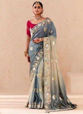 Beige and Grey Weaving Trendy Saree