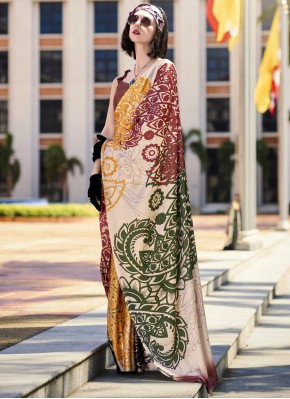 Beige Casual Contemporary Saree