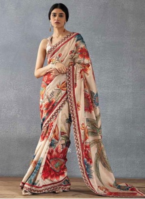 Beige Color Contemporary Saree