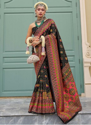 Black Banarasi Silk Traditional Saree