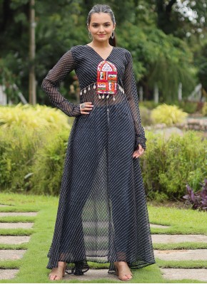 Black Casual Faux Georgette Casual Kurti