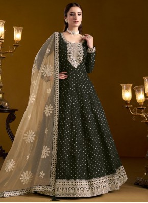 Black Chanderi Embroidered Floor Length Anarkali Salwar Suit