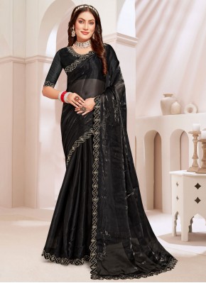 Black Cutwork Silk Classic Saree