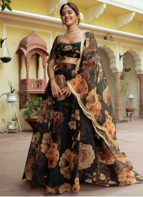 Black Digital Print Festival Designer Lehenga Choli