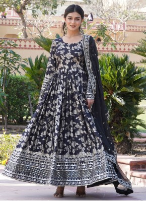 Black Embroidered Festival Trendy Gown