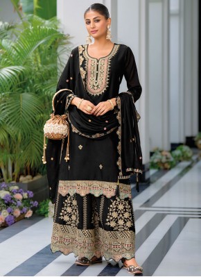 Black Embroidered Readymade Suit