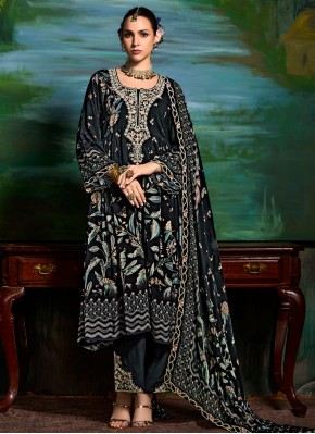 Black Festival Muslin Trendy Salwar Kameez