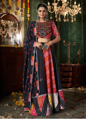 Black Maslin Cotton Designer Lehenga Choli