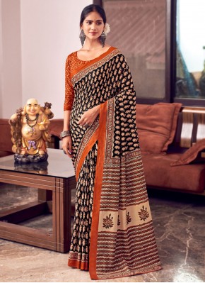 Black Print Party Designer Saree