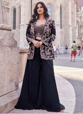 Black Silk Reception Bollywood Salwar Kameez