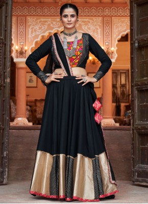 Black Viscose Lace Readymade Lehenga Choli