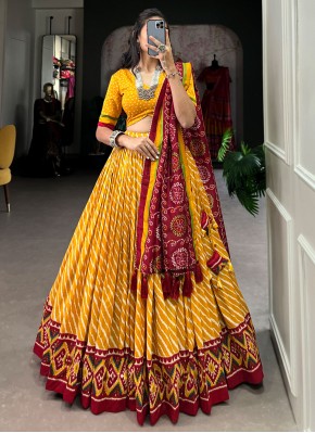 Blissful Border Tussar Silk Lehenga Choli