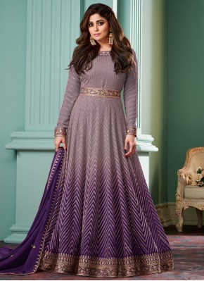 Blissful Lavender and Violet Sequins Georgette Tre