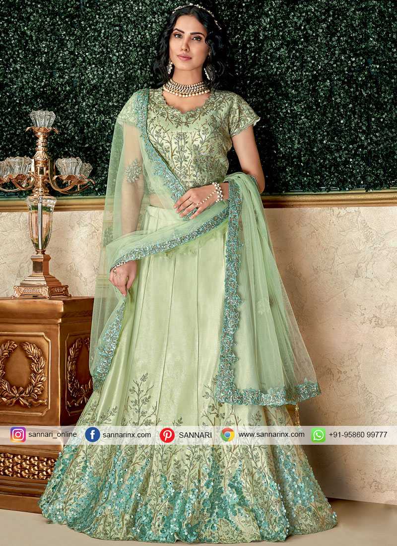 green lehenga online