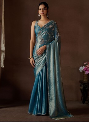 Blue and Firozi Reception Classic Saree