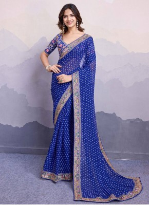 Blue Border Contemporary Saree