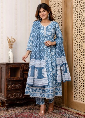 Blue Digital Print Readymade Salwar Suit