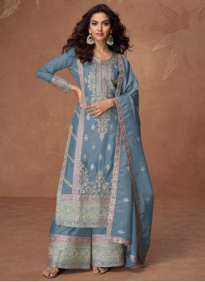 Blue Festival Shimmer Designer Salwar Suit