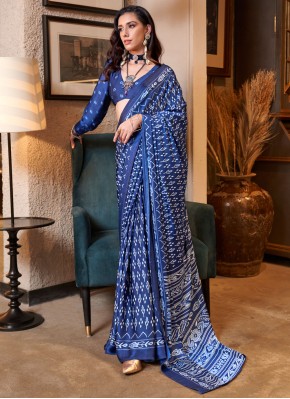 Blue Patola Print Traditional Saree