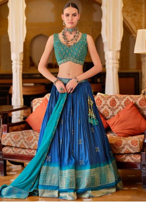 Blue Silk Readymade Lehenga Choli