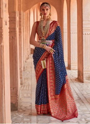 Blue Silk Wedding Traditional Designer Saree